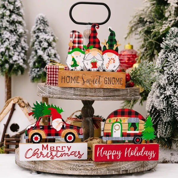 Christmas Wooden Table Decorations Wooden Sign Table Centerpiece for Merry Christmas Holiday Party Decor Wooden Ornament
