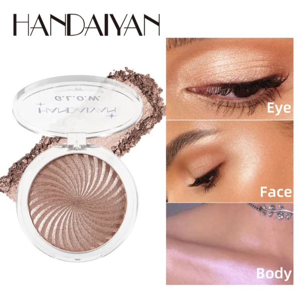 HANDAIYAN 6 Colours Highlighter Swirl Pink Palette Highlight Glitter Face Contour Brightening Women's Face Makeup Cosmetics