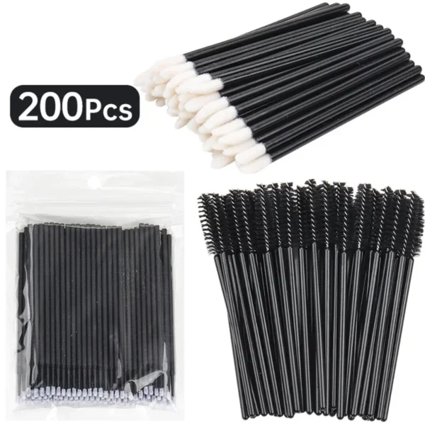 200pcs Eyelash Extension Special Eyelash Micro Brush Eyelash Brush Lipline Cotton Brush for Eyelash Extension Tool
