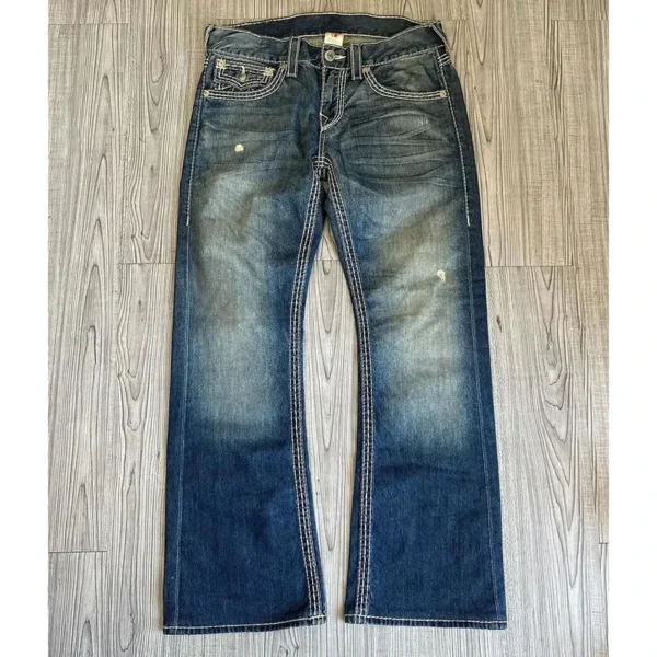 Retro Gothic Embroidered Jeans Women Fashion Y2K Casual Straight Street Female Denim Pants Hip Hop High Waist Lady Trouser New