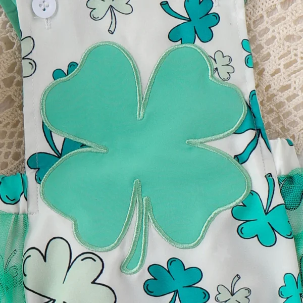 St Patrick s Day Baby Girl Romper with Matching Headband Clover Print Sleeveless Jumpsuit for Ireland Festival Celebration