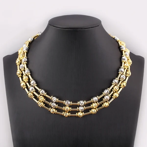AIBEF Copper Bead Chain Necklace Clavicle Choker Charm Jewelry for Women Girls Birthday Wedding Gift Daily Wear Accessories
