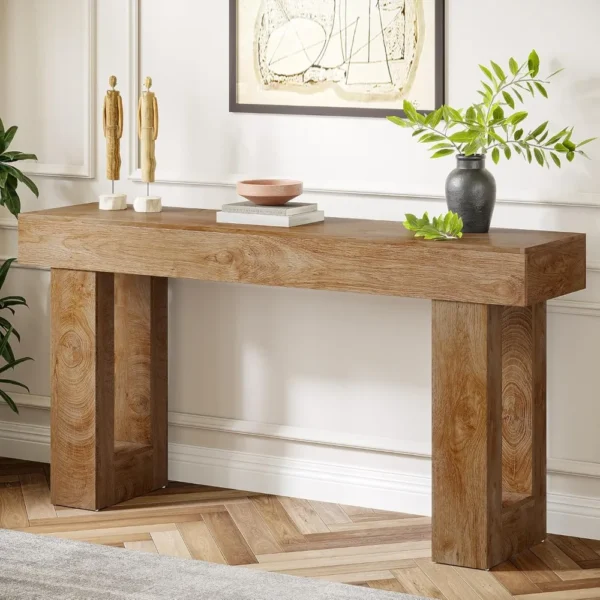 Farmhouse Console Table, 63-Inch Long Narrow Sofa Table Behind The Couch, Wooden Rectangular Entryway Table for, Living Room