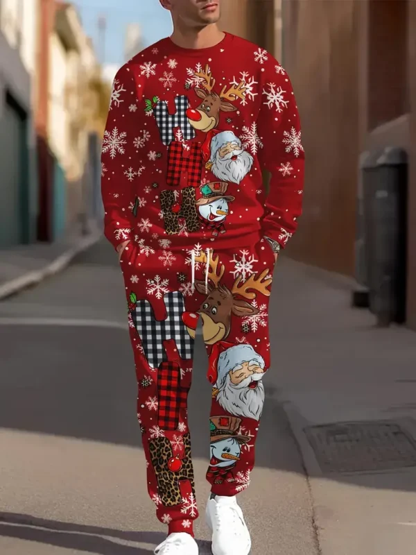 Christmas Clothing Set Spring Autumn Men Women Fashion 3D Printing Suit Casual Sportswear Sweatshirt Jogging Pants 2Pcs Sets