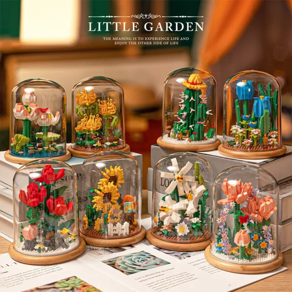 Girl Romantic Bouquet Building Block Toy Plant Sunflower Rose Flower Model Bricks DIY Kids Compatibe With LEGO lLover Gift