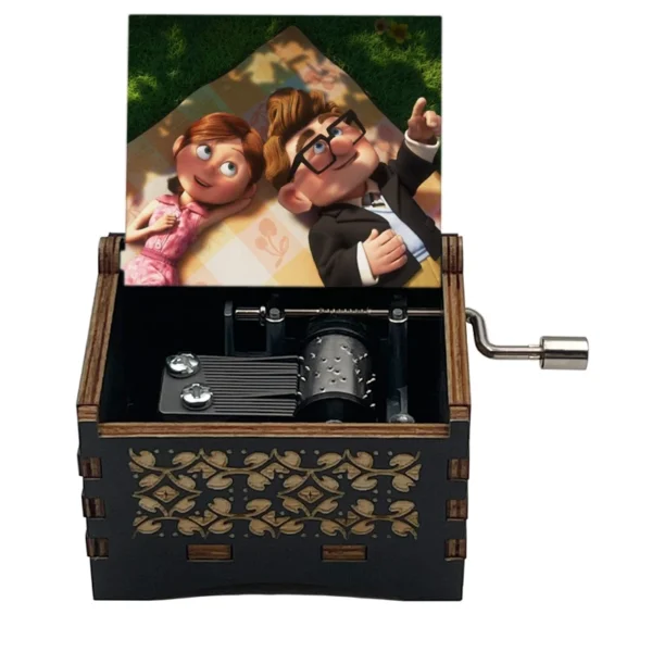 Married Life Wooden Hand-operated Music Box Anime Movie Cute Musical Gift for Wedding Couple Anniversary Birthday