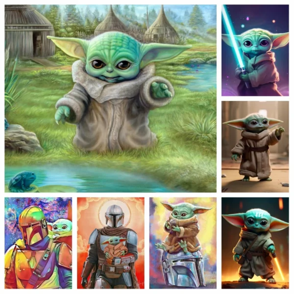 The Mandalorian Baby Yoda 5d Full Diamond Painting Fantasy Star Wars Photo Art Cross Stitch Mosaic Wall Decor Gift
