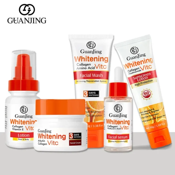 Vitamin C Cream Skin Care Set Facial Collage Skin Kit With Face Wash Essence Serum Body Lotion Sunscreen Gift Korea
