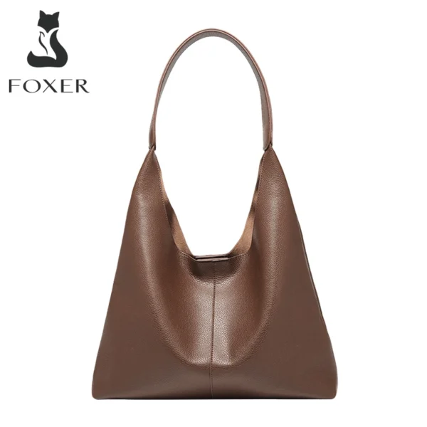 FOXER Minimalism Winter Split Leather Women Underarm Handbag Cowhide Tote Lady Large Casual Hobo Shoulder Bag Christmas Gift