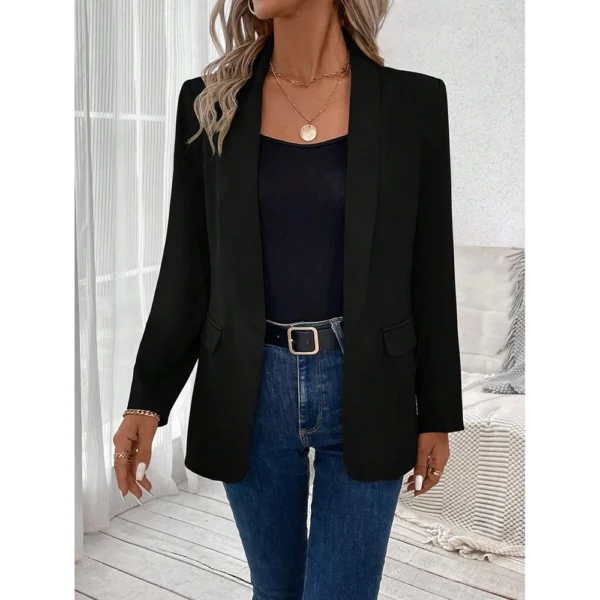 Mia Muse Women's Blazers All Season French Solid Color Long Sleeve Lapel Elegant Blazers