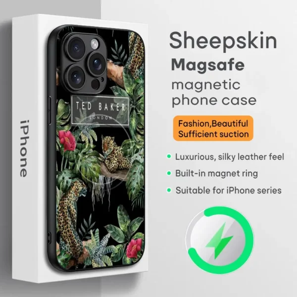F-FlowER Ted-S-Des-iGN-BakER Phone Case For iPhone 16 15 14 13 12 11 Plus Pro Max High-end Luxury Magsafe Sheepskin