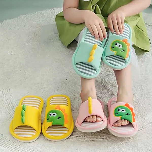 Children Cartoon Dino Fur Slipper Soft Autumn Winter Warm Princess Baby Boy Girl Indoor Home Bedroom Kid Cotton Fleece Fur Shoes