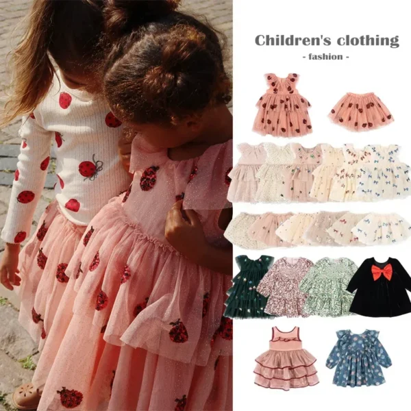 2024 New Girls Party Dresses KS Mesh Sequin Christmas Dress Girl Princess Dress Tutu Skirts Casual Dresses Children's Clothing