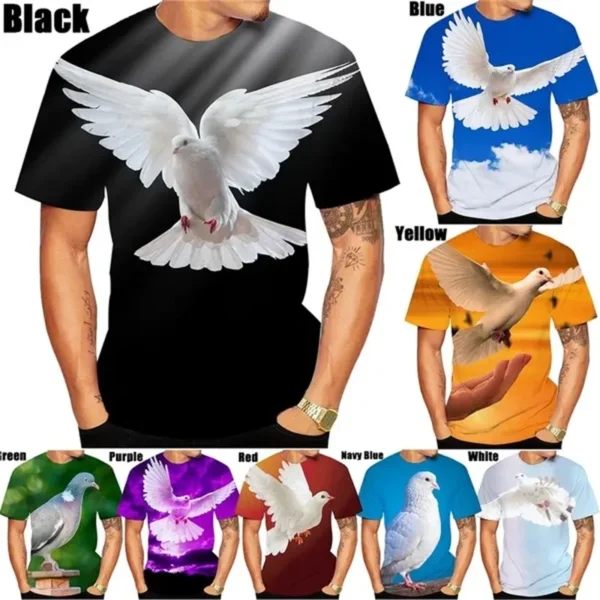 3D Pigeon Graphic Tshirt Men Women Casual Round Neck Short-sleeved Tee Tops Fashion Plus Size Slim T Shirts Men's Clothing