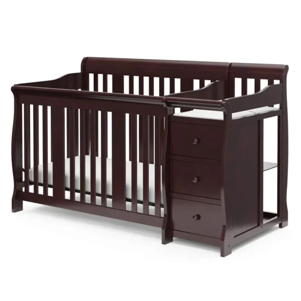 Portofino 5-in-1 Convertible Crib and Changer (Espresso) – Changing -Table Combo with 3 Drawers, Includes Baby