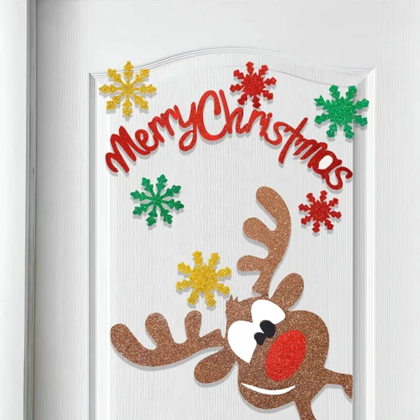 New Christmas Decoration Door Stickers Elk Christmas Tree Snowman Cartoon Felt Window Stickers Christmas Home Decoration Supplie