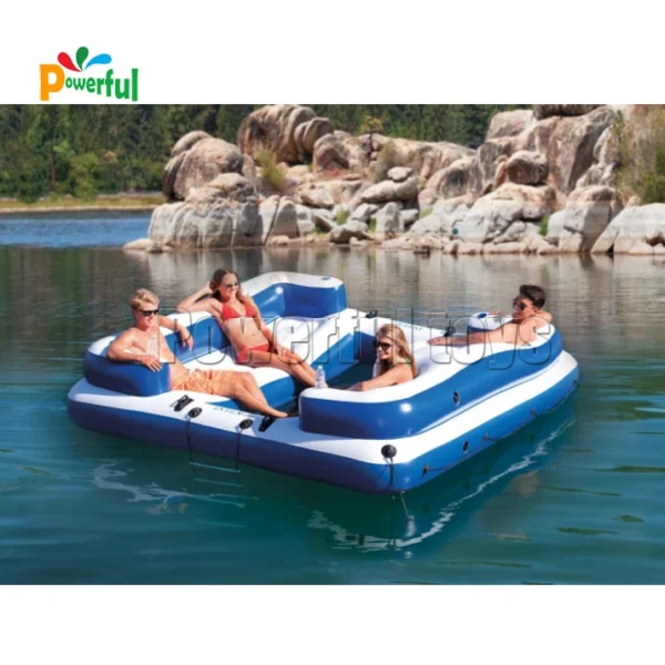 Inflatable Floating Island platform 5 Person Party Boat Raft for Pool Lake River