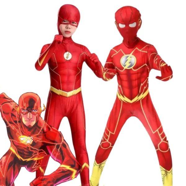 Boys Cosplay Costume Kids Flash New Year Carnival Party Fancy Dress with Headgear Mask Sets