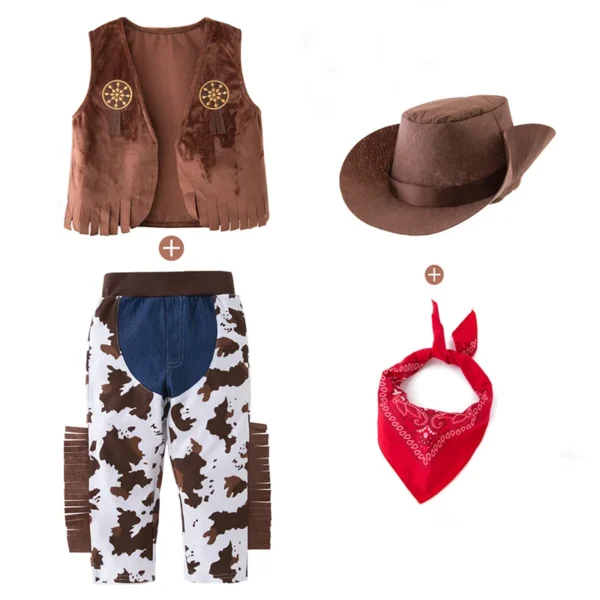 Halloween Purim Cosplay Costumes for Boys Kids Child Cow Boy Cowboy Costume Party Fancy Dress Ball Streetwear Stage Performance